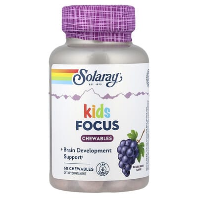 Solaray, Children's, Focus Boosting Chewable Tablets, Natural Grape Flavor, 60 Chewable Tablets