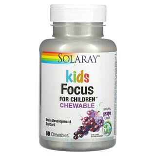 Solaray, Kids, Focus For Children Chewable, Natural Grape, 60 Chewables