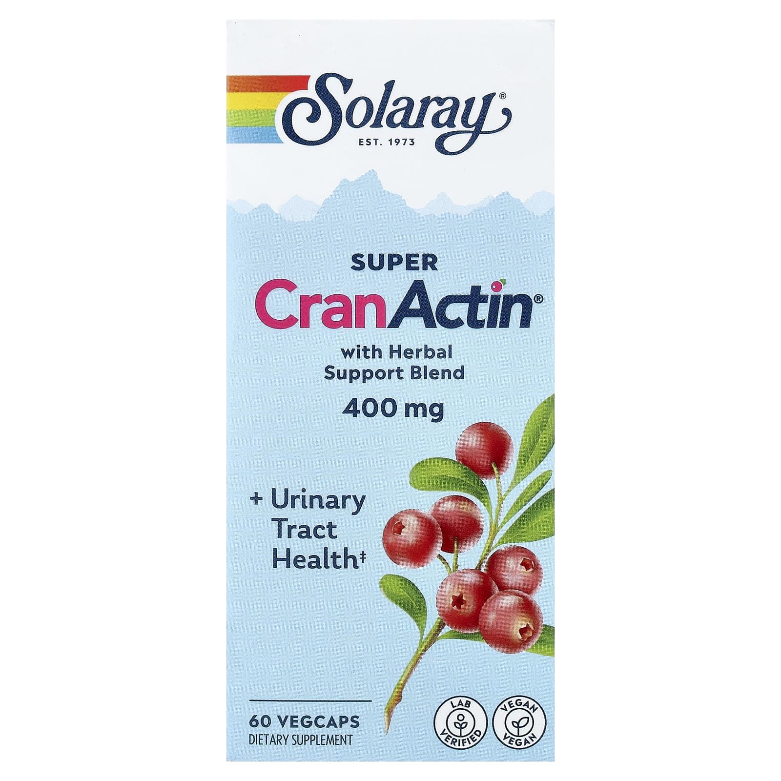 Solaray, Super CranActin® со смесью трав, 60 растительных капсул