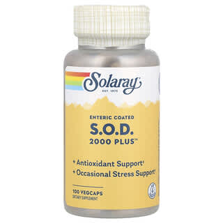 Solaray, СОД с кишечнорастворимой оболочкой 2000 Plus ™, 100 растительных капсул