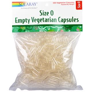 Solaray, Leere vegetarische Kapseln, Größe 0, 500 vegetarische Kapseln