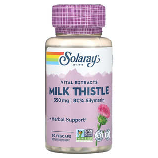 Solaray, Extrait de graines de chardon de lait, une par jour, 350 mg, 60 gélules