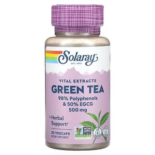 Solaray, Vital Extracts, zielona herbata, 500 mg, 30 kapsułek roślinnych