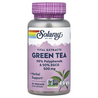 Solaray, Vitalekstrakter, grønn te, 500 mg, 30 vegetabilske kapsler