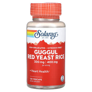 Solaray, Гуггул и красный рис с дрожжами, 120 вегетарианских капсул