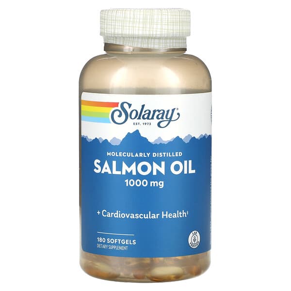 Solaray, 鮭魚油，分子蒸餾，1,000 毫克，180 粒軟凝膠