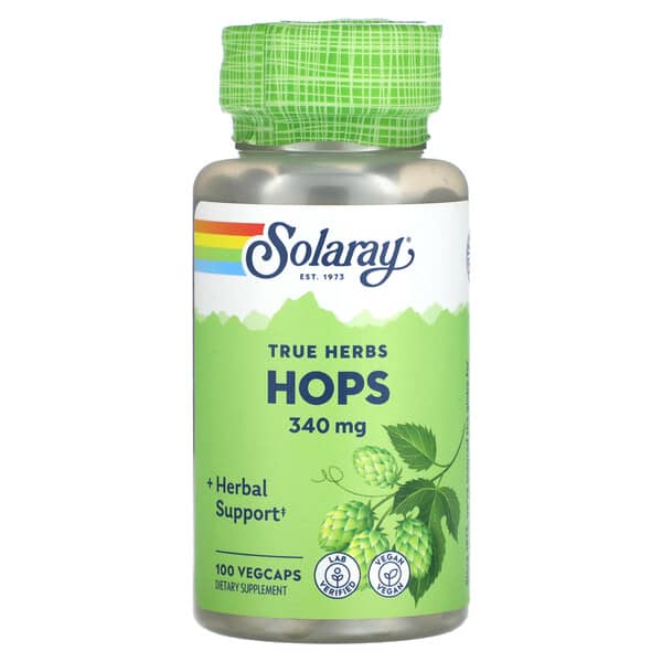 Solaray (سولاراي)‏, True Herbs ، HOPS ، 340 ملجم ، 100 كبسولة نباتية