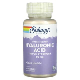 Solaray, Acide hyaluronique à enrobage entérique, Triple concentration, 60 mg, 30 capsules végétariennes