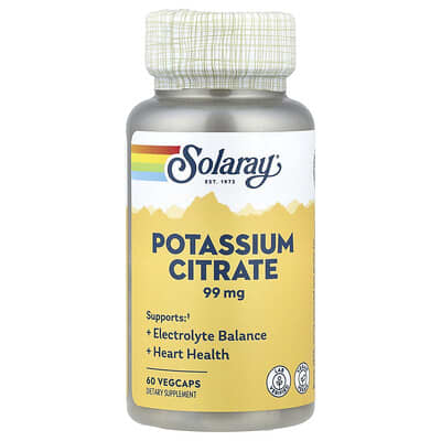 Solaray, Potassium Citrate, 99 mg, 60 Vegetarian Capsules