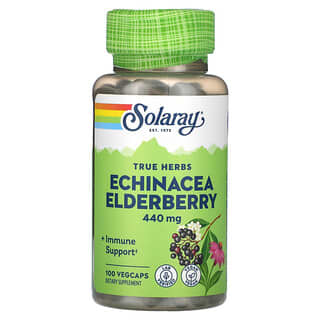 Solaray, Ervas verdadeiras, Echinacea, sabugueiro, 440 mg, 100 VegCaps
