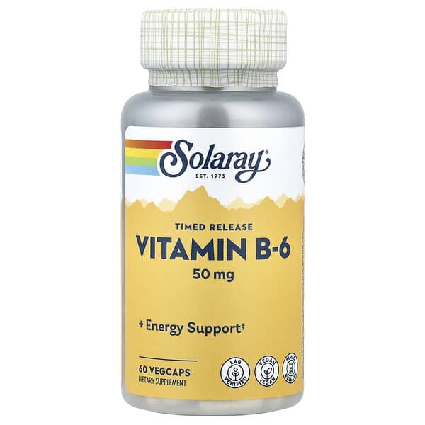 Timed Release, Vitamin B-6, 50 mg, 60 VegCaps