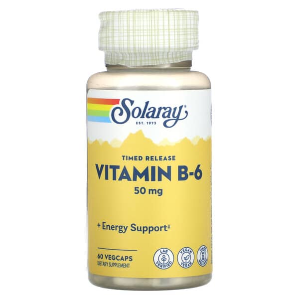 Solaray, Timed Release, Vitamin B-6, 50 mg , 60 VegCaps