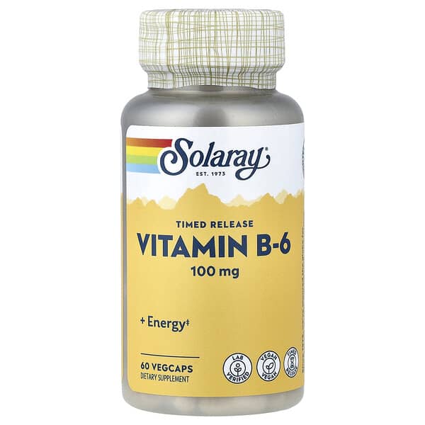 Timed Release, Vitamin B-6, 100 mg, 60 VegCaps