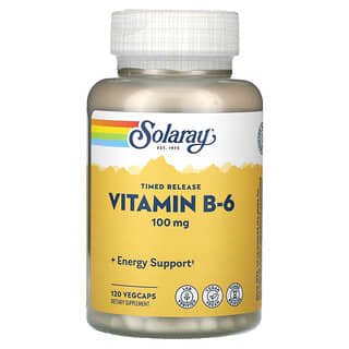 Solaray, Витамин B6, 100 мг, 120 вегетарианских капсул