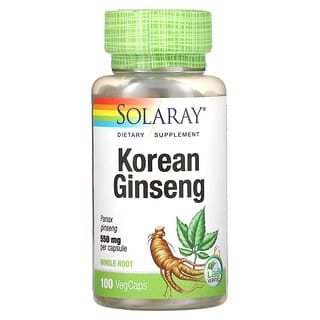 Solaray, корейский женьшень, 550 мг, 100 вегетарианских капсул