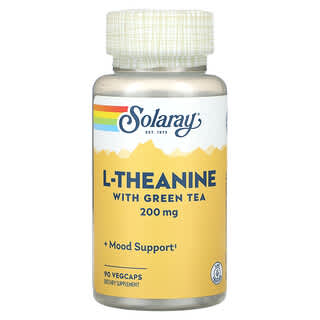 Solaray, L-теанин с зеленым чаем, 200 мг, 90 вегетарианских капсул