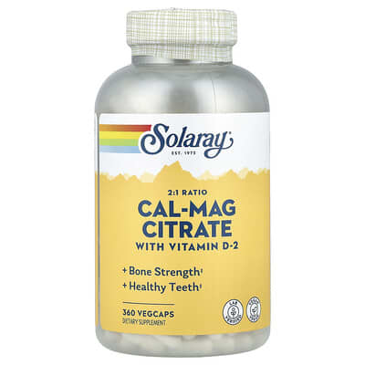 Solaray, 2:1 Calcium Citrate to Magnesium, 360 Vegetarian Capsules