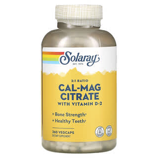 Solaray, Cal-Mag цитрат 2: 1, 360 растительных капсул