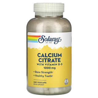 Solaray, Citrato de calcio con vitamina D-3, 250 mg, 240 cápsulas