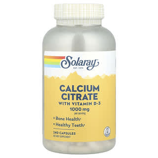 Solaray, Citrato de Cálcio com Vitamina D-3, 1.000 mg, 240 Cápsulas (250 mg por Cápsula)