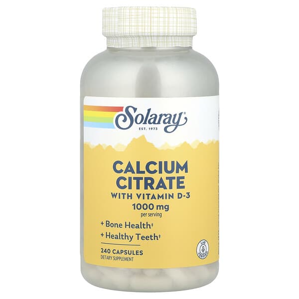 Solaray Calcium Citrate with Vitamin D-3, 240 Capsules