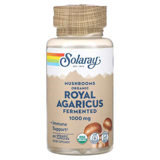 Solaray, Agaricus Real fermentado y cultivado de forma orgánica, hongo, 500 mg, 60 cápsulas vegetales