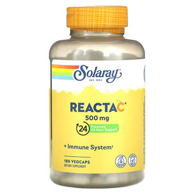 Solaray, Reacta-C Vitamin C Supplement, 500 mcg, 180 Vegetarian Capsules