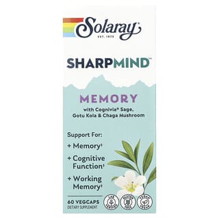 Solaray, Sharpmind™ Memory with Cognivia® Sage, Gotu Kola & Chaga Mushroom, 60 Vegcaps