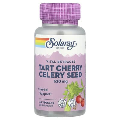 Solaray, Tart Cherry Extract & Celery Seed, 60 Vegetarian Capsules