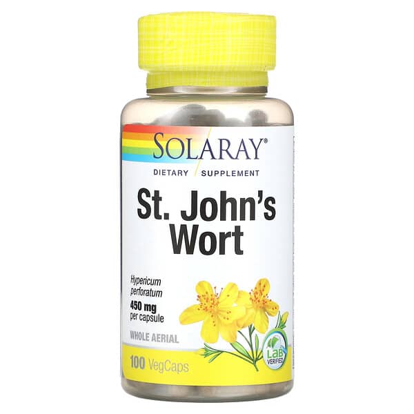 Solaray, 有機種植的聖約翰草，450毫克，100粒素食膠囊