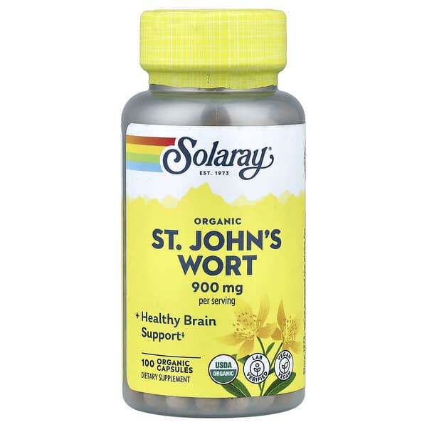 Solaray Organic St. John's Wort, 100 Capsules (450 mg per Capsule)