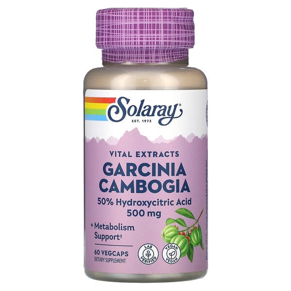 Solaray, Garcinia cambogia, 500 mg, 60 cápsulas vegetales