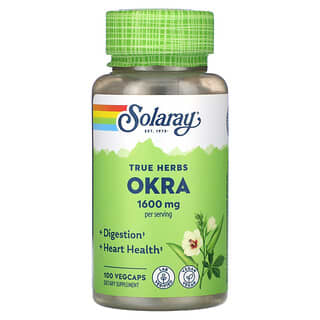 Solaray, True Herbs, Okra, 1.600 mg, 100 VegCap (kapsul nabati) (400 mg per Kapsul)