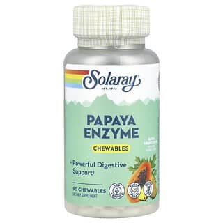 Solaray, Enzimas de Mamão, Abacaxi Natural, 90 Cápsulas Mastigáveis