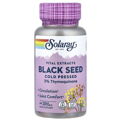 Solaray, Vital Extracts, Black Seed, Cold Pressed, 60 Vegan Softgels (500 mg per Softgel)