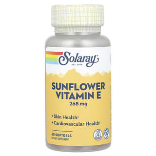 Solaray, Vitamina E de girasol, 268 mg, 60 cápsulas blandas