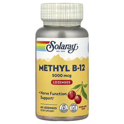 Solaray, Methyl B-12, Natural Cherry Flavor, 5,000 mcg, 60 Tablets