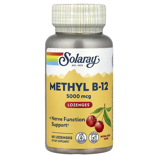 Solaray Methyl B-12, Natural Cherry, 5,000 mcg, 60 Lozenges