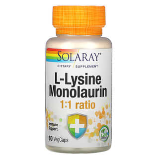 Solaray, L-lisina y monolaurina en proporción 1:1, 60 cápsulas vegetales