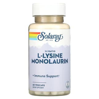 Solaray, L-lisina y monolaurina en proporción 1:1, 60 cápsulas vegetales