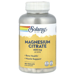 Solaray, Citrato de magnesio, 400 mg, 180 cápsulas vegetales (133 mg por cápsula)