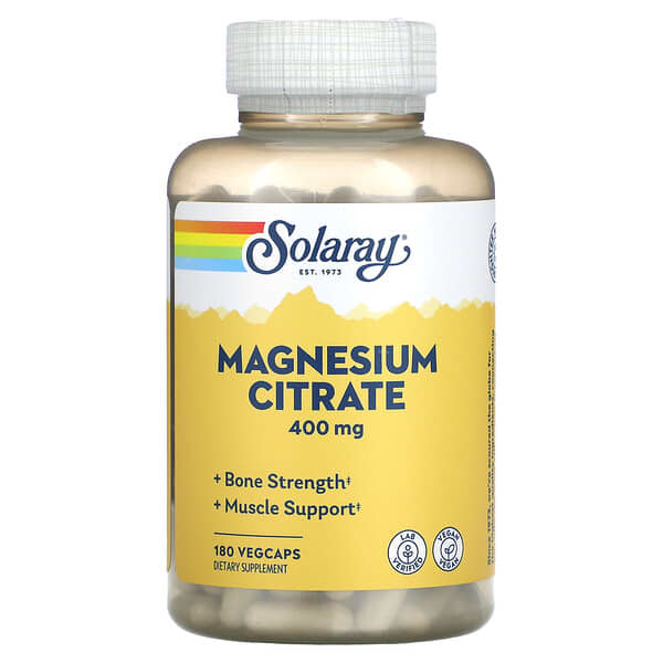 Solaray, Citrato de magnesio, 400 mg, 180 cápsulas vegetales (133 mg por cápsula)