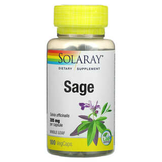 Solaray, Sálvio de Cultivo Orgânico, 285 mg, 100 Cápsulas Vegetais