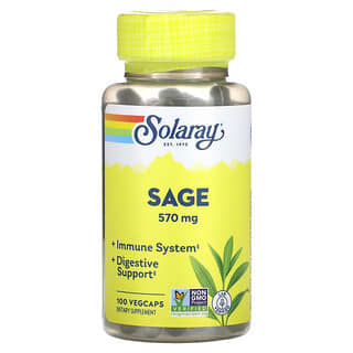 Solaray, Salvia cultivada orgánicamente, 285 mg, 100 VegCaps