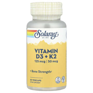 Solaray, Vitamin D3 + K2, 60 VegCaps