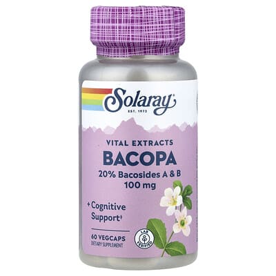 Solaray, Vital Extracts, Bacopa, 100 mg, 60 VegCaps