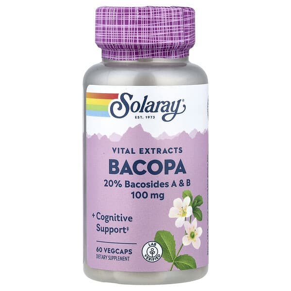 Solaray, 필수 추출물, 바코파, 100mg, 베지 캡슐 60정