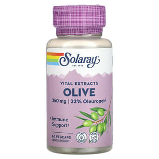 Solaray, Extractos vitales, Oliva, 250 mg, 60 cápsulas vegetales