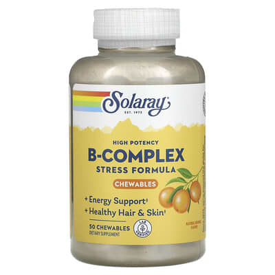 Solaray, High Potency Vitamin B - Vitamin C Complex, Natural Orange Flavor, 50 Chewable Tablets