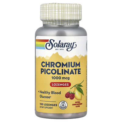 Solaray, Chromium Picolinate Lozenges, Natural Lemon Raspberry Flavor, 1,000 mcg, 100 Lozenges